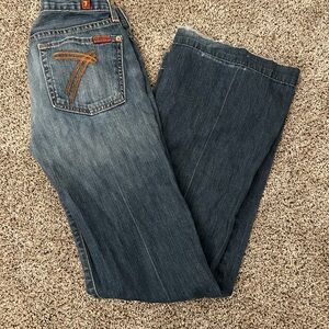 7 For All Mankind Blue Flare Wide Leg Jeans